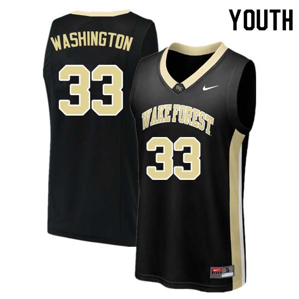 Youth #33 Rich Washington Wake Forest Demon Deacons College Basketball Jerseys Sale-Black
